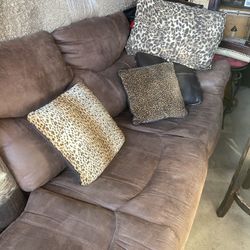 3 Cushion  Couch With Recliner Section On Each Side