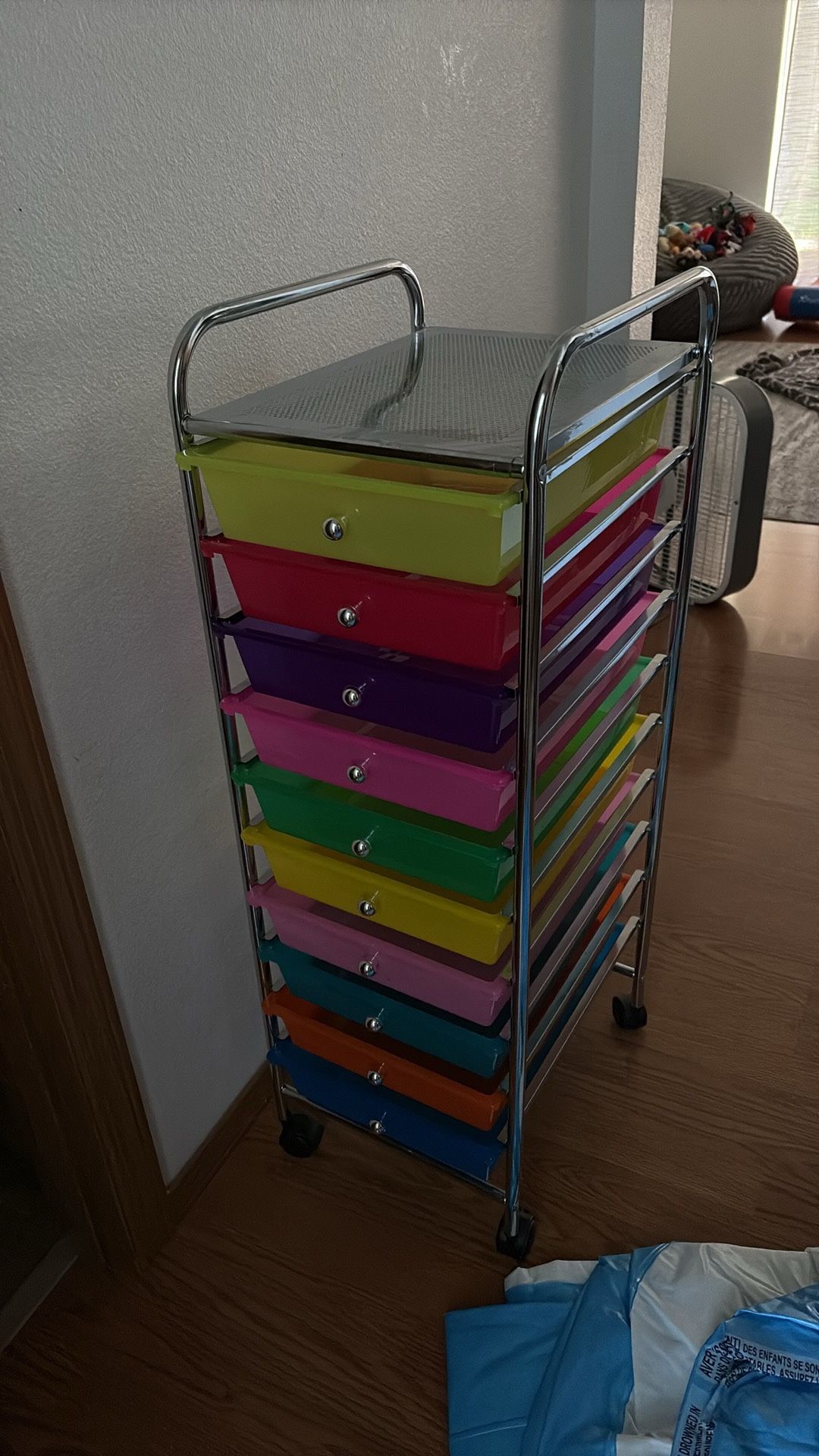 10 Drawer Multicolor Roller Cart Organizer