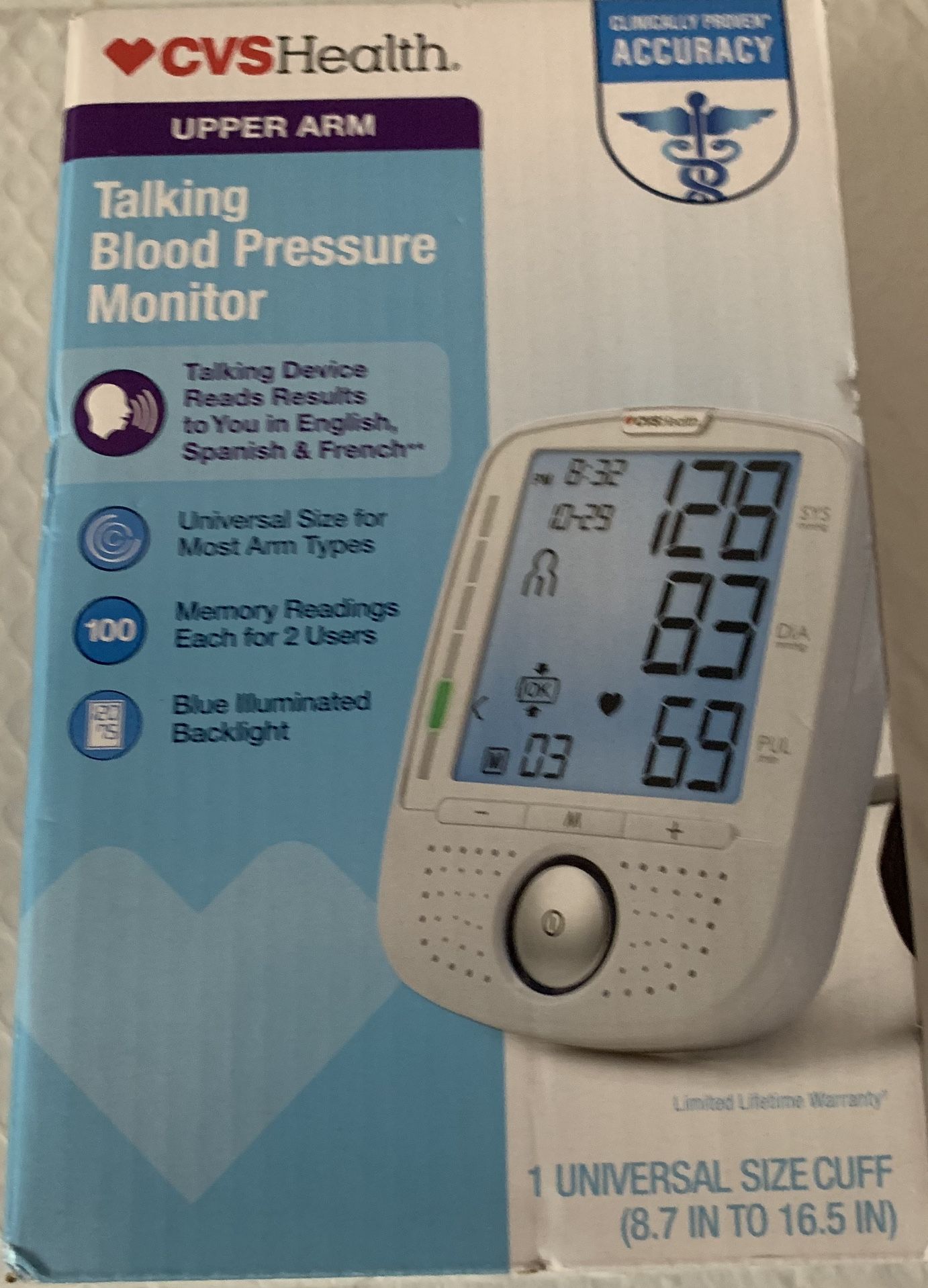 CVS HEALTH TALKING BLOOD PRESSURE MONITOR UPPER ARM