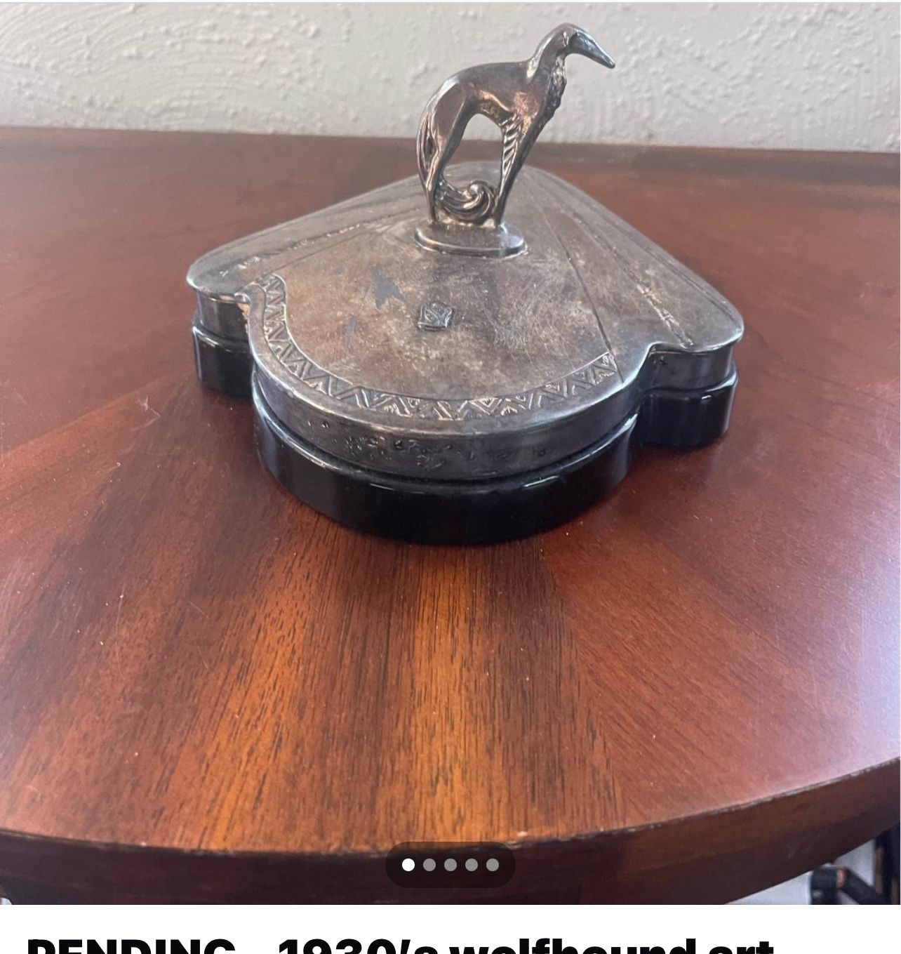 1930 ‘s Wolfhound Trinket Box Silver Plated