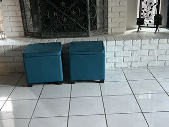 2 Teal Ottoman Needs Only Cleaning 