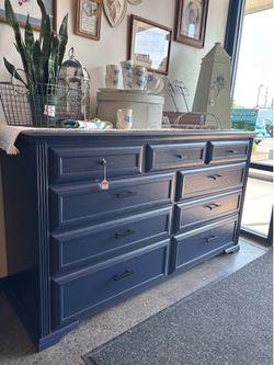 Newly Refinished Navy Blue 9 Drawer Dresser