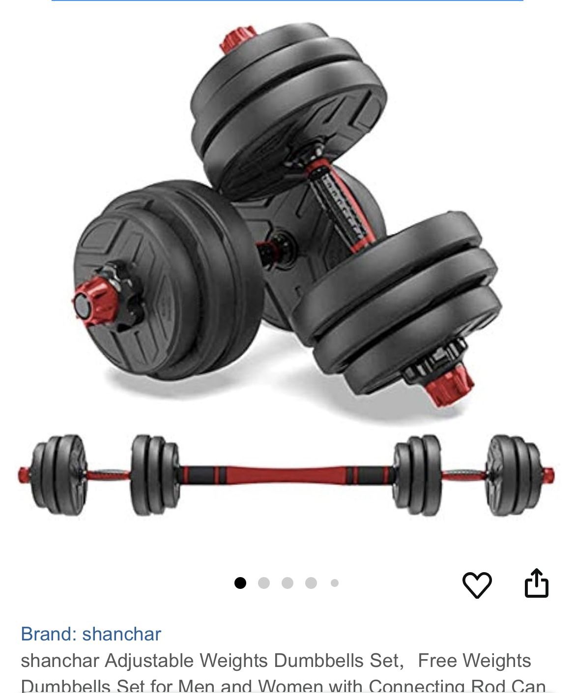 Adjustable weight dumbbells set