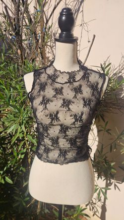 Black Sheer Lace Crop Top