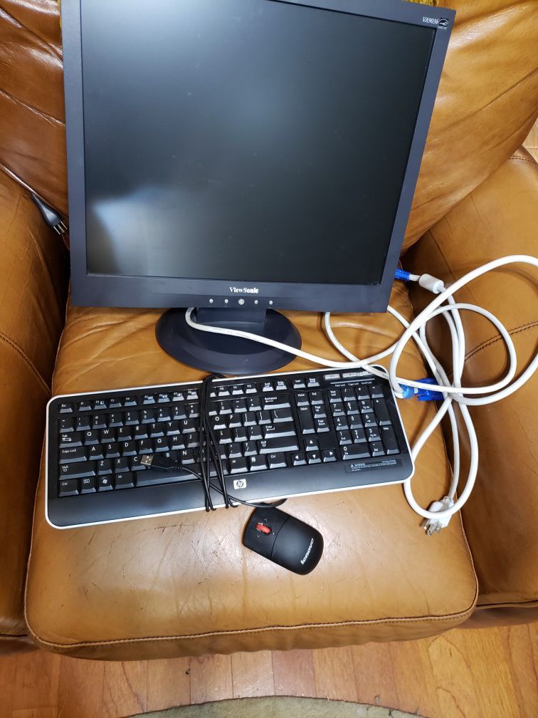 Computer Monitor, wired keyboard and wireless mouse