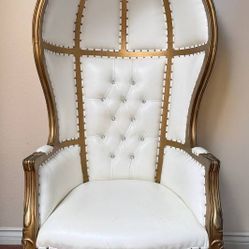 Ornate Gold & White THRONE CHAIR, Dramatic Regal Statement Piece