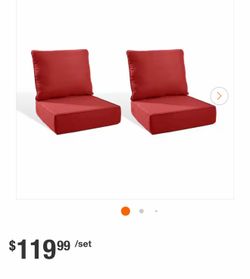 22 in. x 24 in. x 6 in. 4-Piece Deep Seating Outdoor Lounge Chair Thick Cushion Set in Red (2-Set)