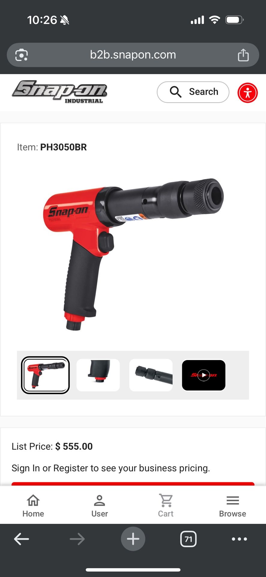 Snap On Long Barrel Hammer