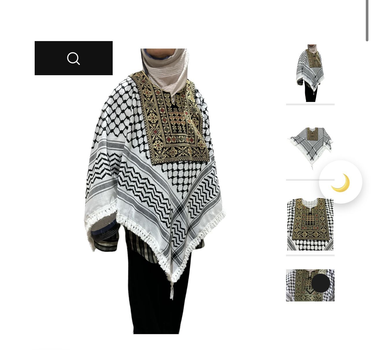 Poncho With Keffiyeh Designanda Embroidery