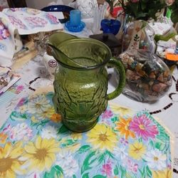 Vintage Green Anchor Hocking Water Pitcher