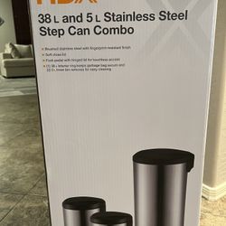 3 pk NEW Stainless waste bins