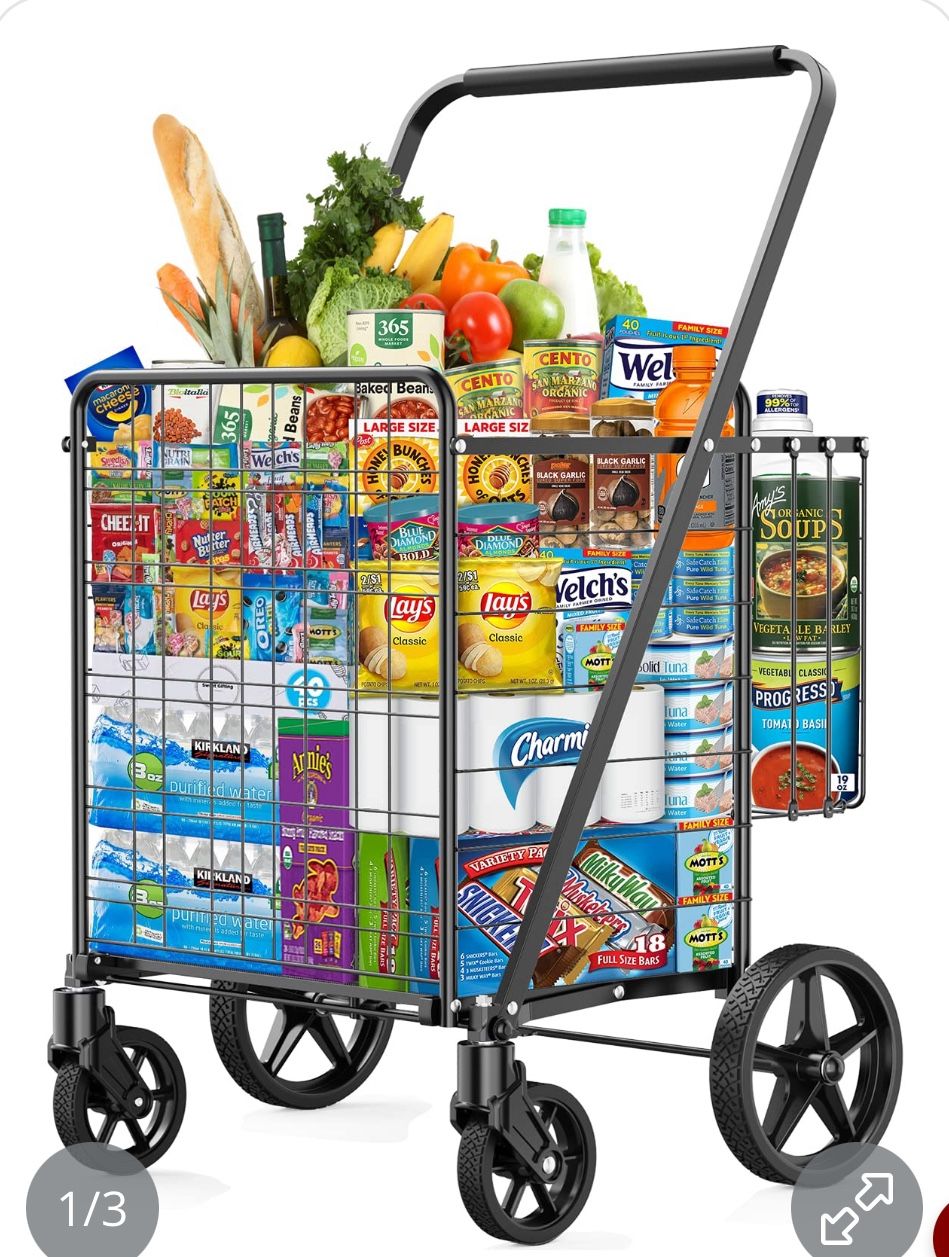 450lbs Capacity Shopping Cart,Upgrade Huge Grocery Cart On Wheels