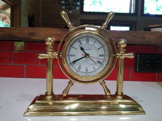Brass ship's wheel clock
