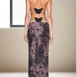 Sexy Maxi Dress Halter Top Backless Floral Print Bodycon Long Dresses Elegant Slim Fit 