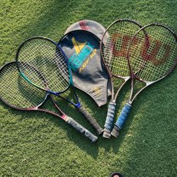 4 Tennis Rackets And 2 Covers