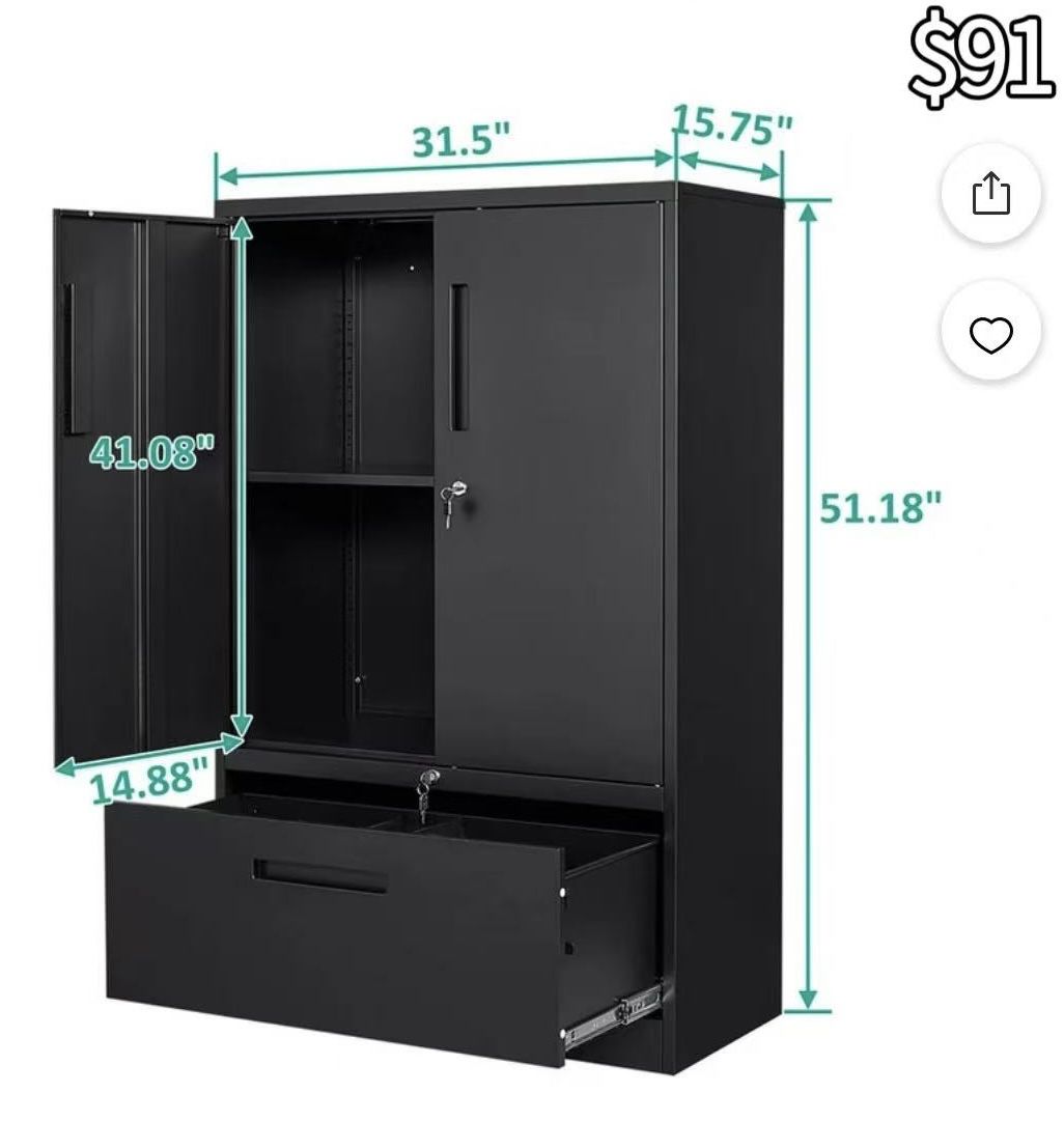 😀 Metal Storage Cabinet with Drawers, 51" File Cabinets for Home Office, Locking Steel Storage Cabinet with Doors and Shelves for Home, Office