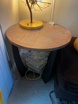 Black and tan side table