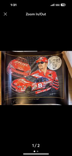 RARE SAM BASS ILLUSTRATIONS POSTER PRINT DALE EARNHARDT JR SIGNED COA