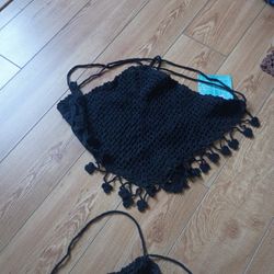 Knitted Halter Tops Tie Back