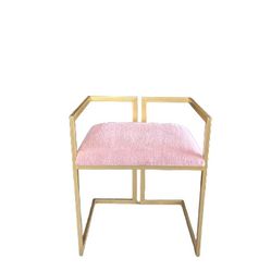 Pink Modern Square Chair with Gold Legs