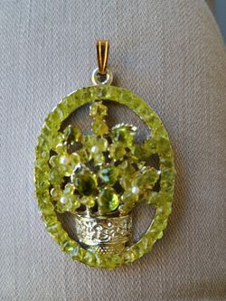 Raw Peridot In A Basket Pendant
