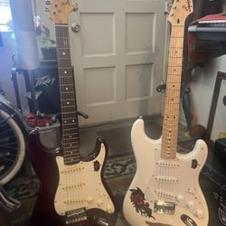 Fender Squire,$150,Johnson. Strat $150 , Epiphone Led Paul $350 , Yamaha Keyboard $250!
