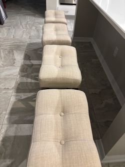 Bar stools Set of 4 Tufted Fabric