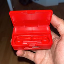 Red Earphones Bluetooth/ Case Works As a Power BankToo