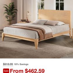 KING SIZE PLATFORM BED FRAME, NO MATTRESS INCLUIDED NEW IN BOX