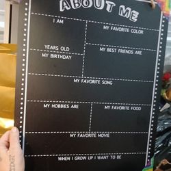 About Me Chalk Sign