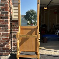 Hall Tree very functional made of Wood w/Mirror & Umbrella Stand 