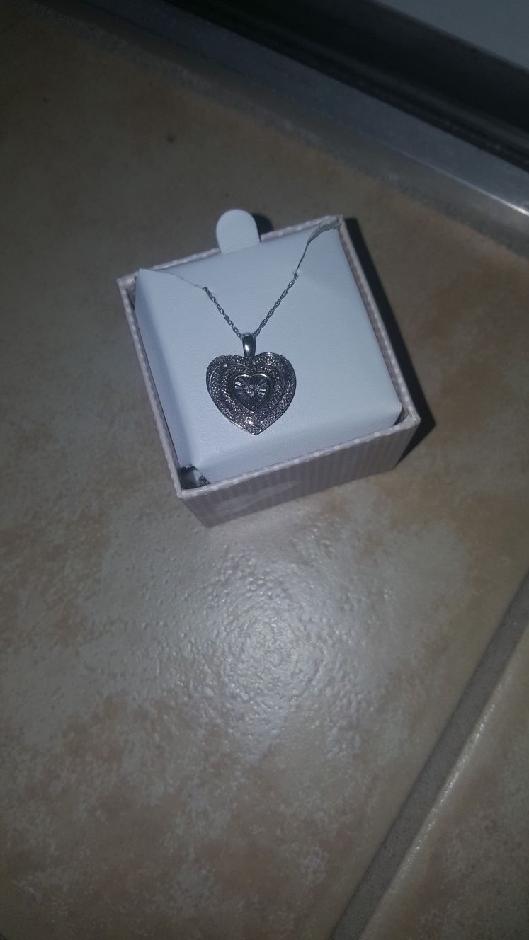 Diamond accent heart with 22" pendant neckles in Sterling silver makes perfect gift