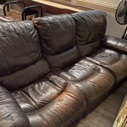 Brown Leather Couch & Love Seat