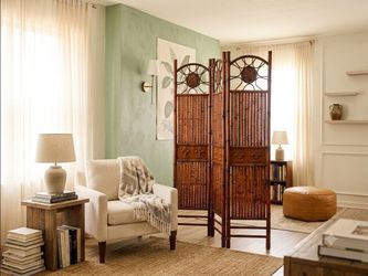 Vintage 3-Panel Bamboo Room Divider