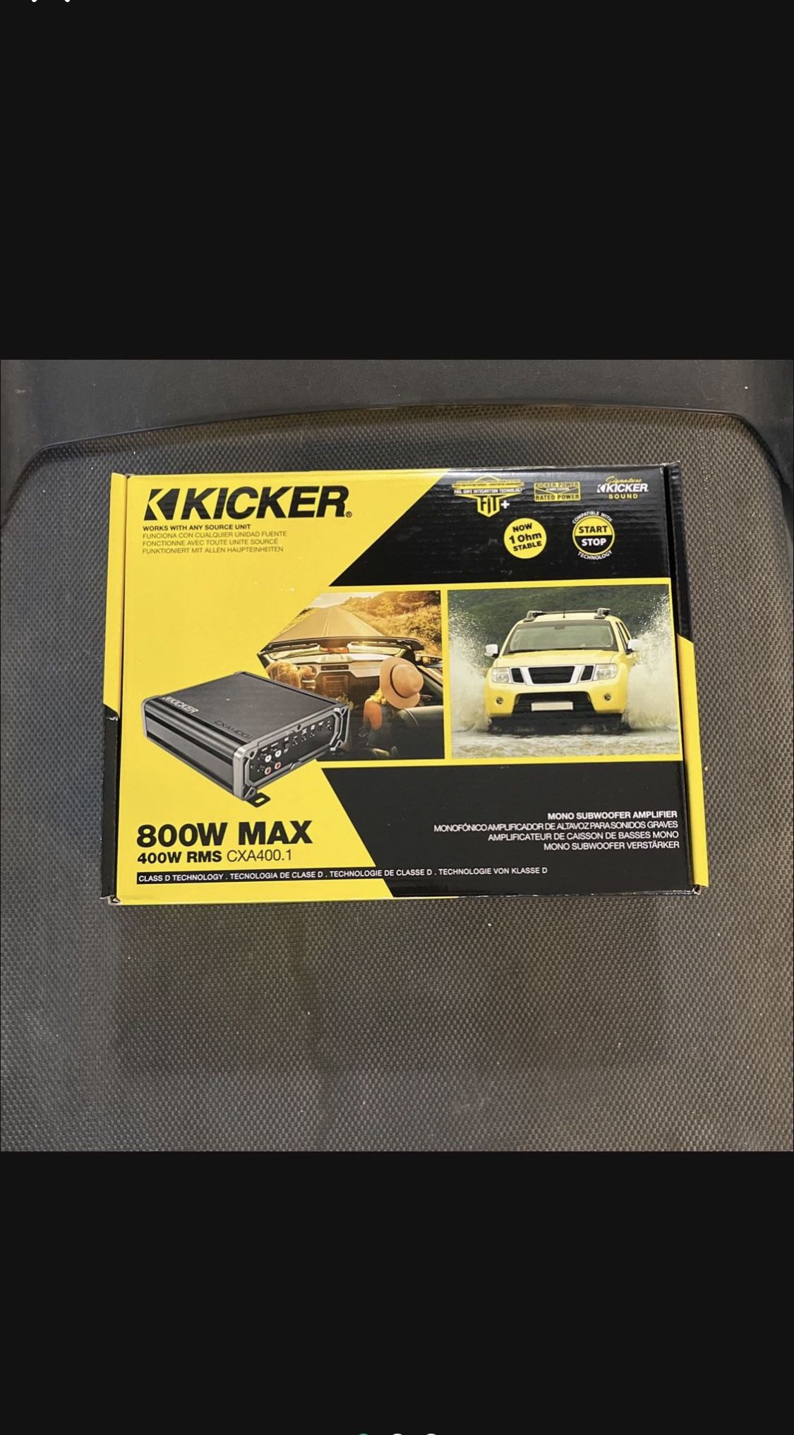 Kicker 800 watts amplifier 1 channel bass amplifier 400 RMS CXA400.1