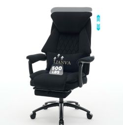 Big and Tall Office Chair, 500LBS Ergonomic Executive Office Chair with Foot Rest, 155° Reclining High Back Gaming Desk Chair with Lumbar Support, Adj