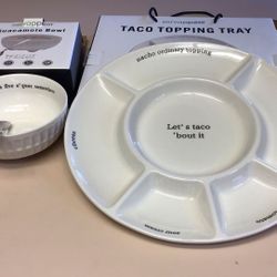 Taco Topping Tray And Guacamole Bowl
