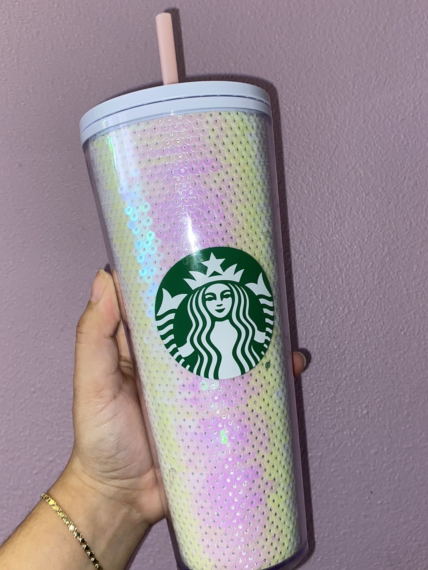 Starbucks Pink Iridescent Sequins