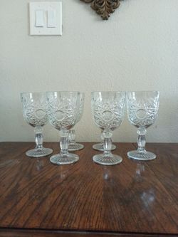 Libbey Hobstar Pressed Glass Stemmed Glasses