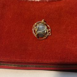 GOLD  OVERLAY BOTSWANA AGATE WIRE WRAPPED PENDANT  HANDMADE 