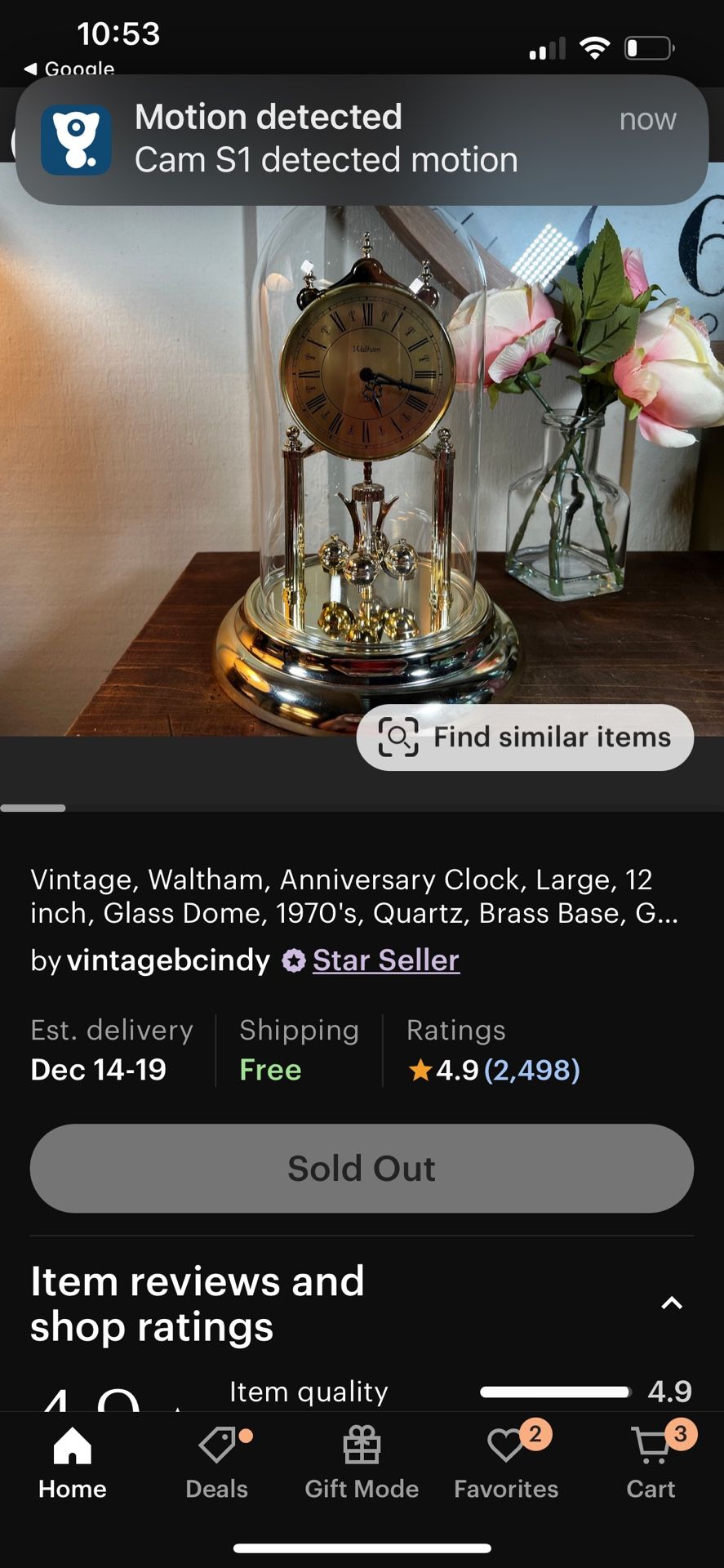 Antique Early 1900's Brass Shelf Mantel Wind Up Clock with Cherubs 11" WORKS