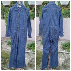 Land Of Distraction 70’s Inspired Denim Flared Utility Jumpsuit