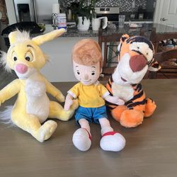 1990’s Disneys Tigger Christopher Robin & Rabbit 3Pc Plush Collection