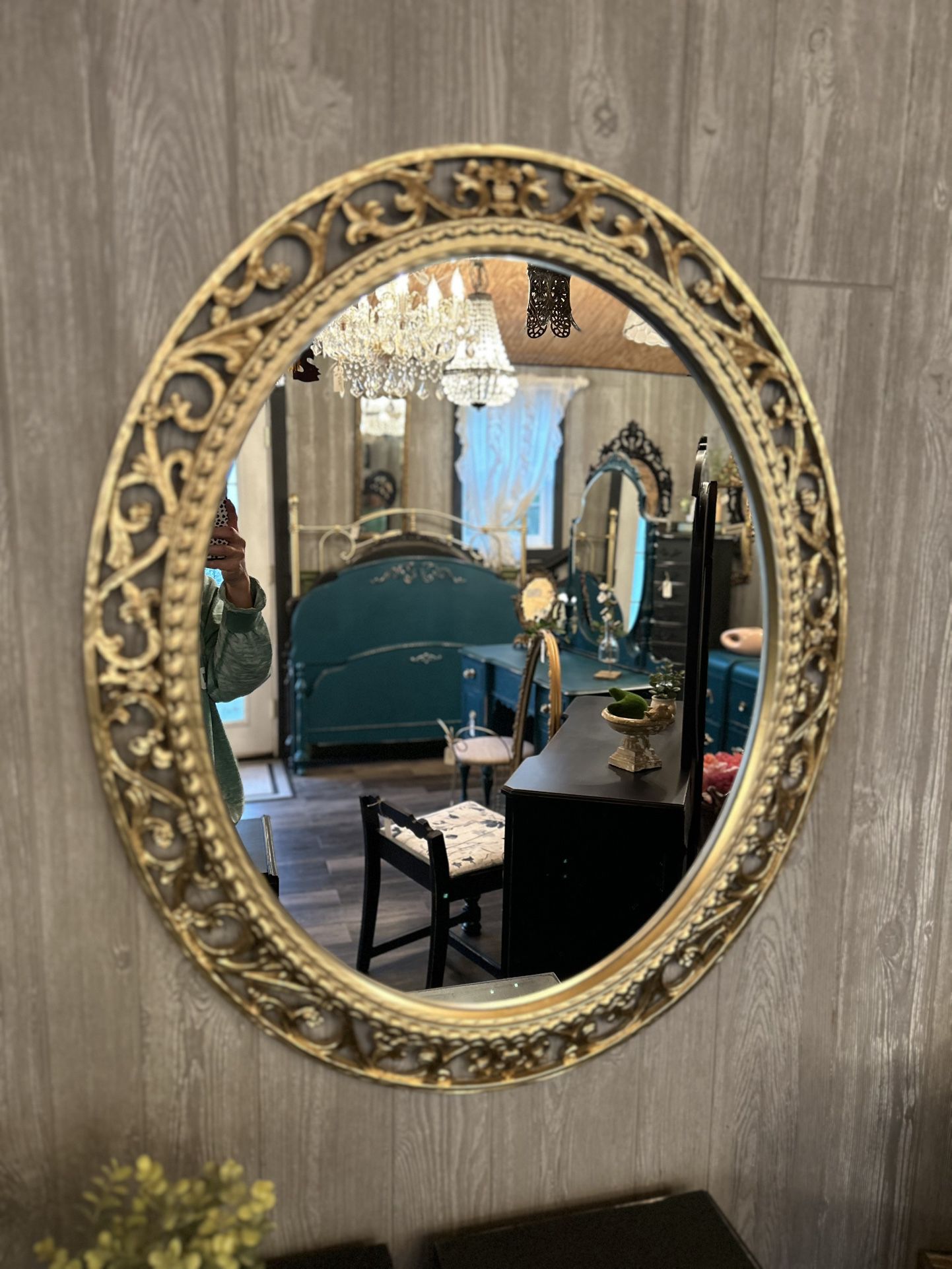 Vintage Large Gold Oval  Syrocco Mirror 