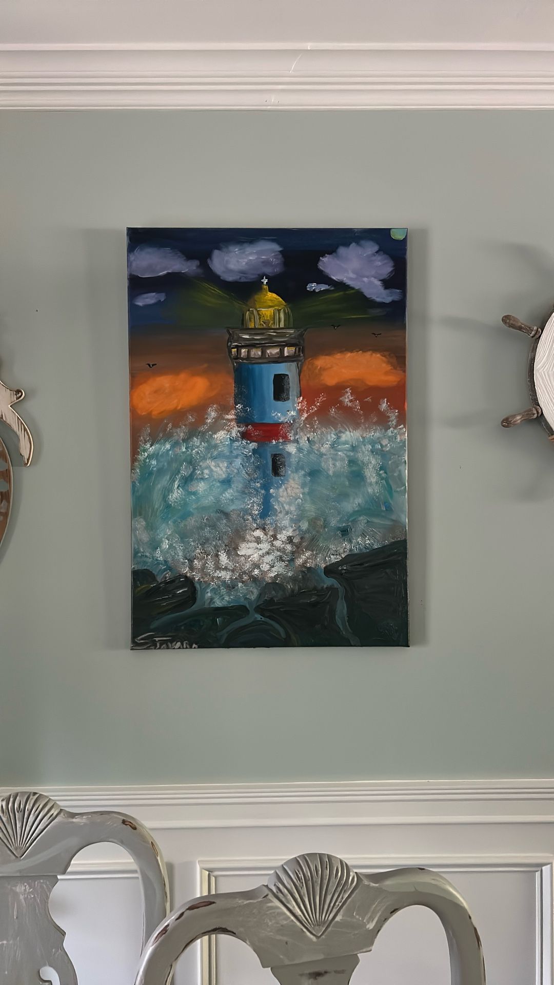 Light house dawn. Favara oil painting
