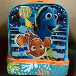 Finding Nemo and Dora insulated lunch bag - a lname in sharpie on the inside