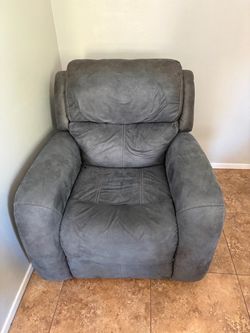 Gray faux suede recliner chair