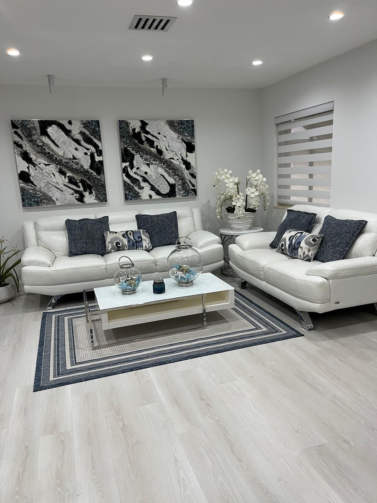 White Leather Living Room Set