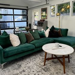 Emerald Green, Modern 2-Piece L-Shaped Sectional w/ Chaise – $600 OBO (Oakland)