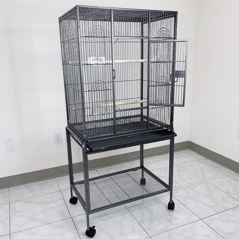 Brand New $95 Large 53” Tall Bird Cage 24x17x53” with Rolling Stand and Plastic tray 